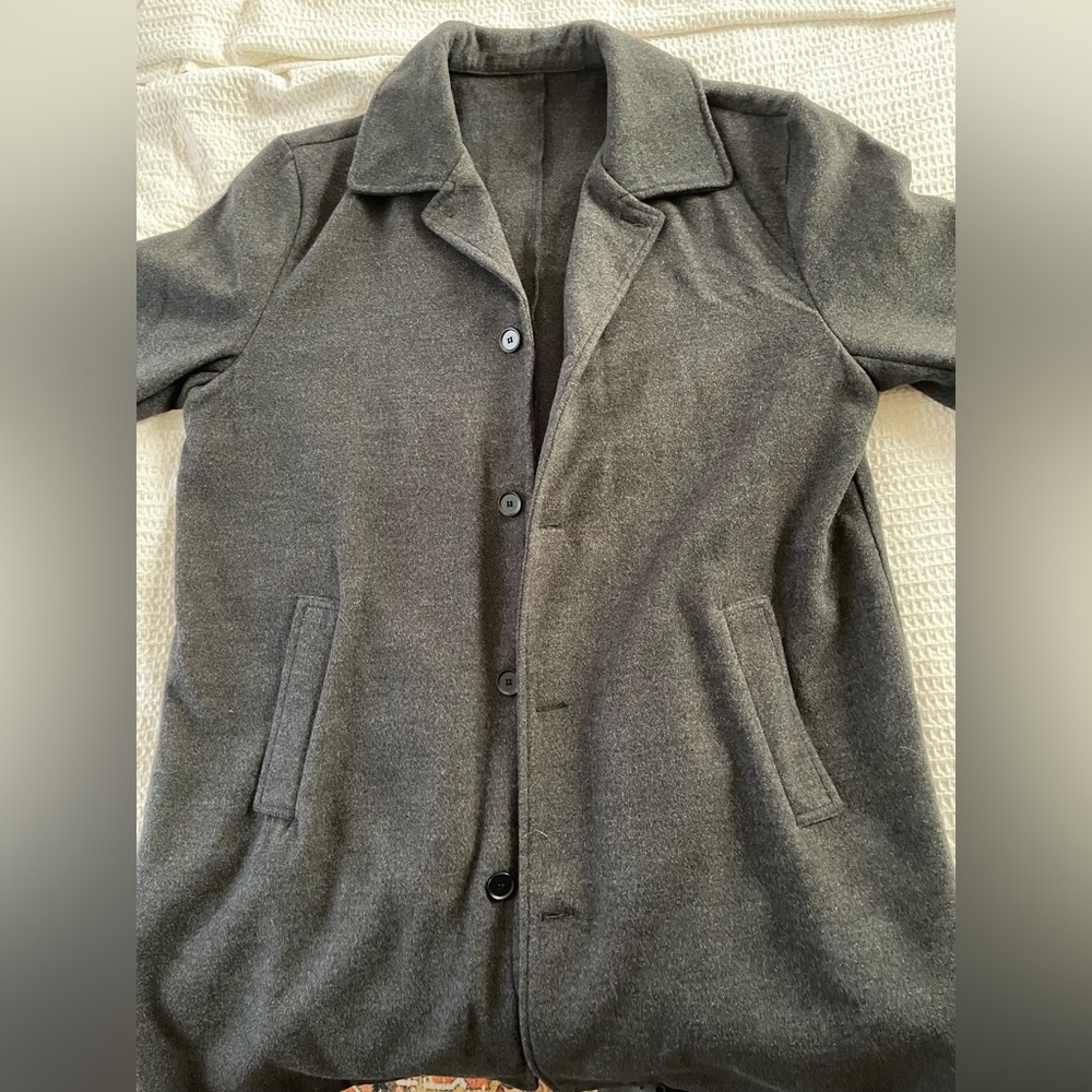 SHEIN Grey Men’s Slant Pockets Single Breasted Overcoat